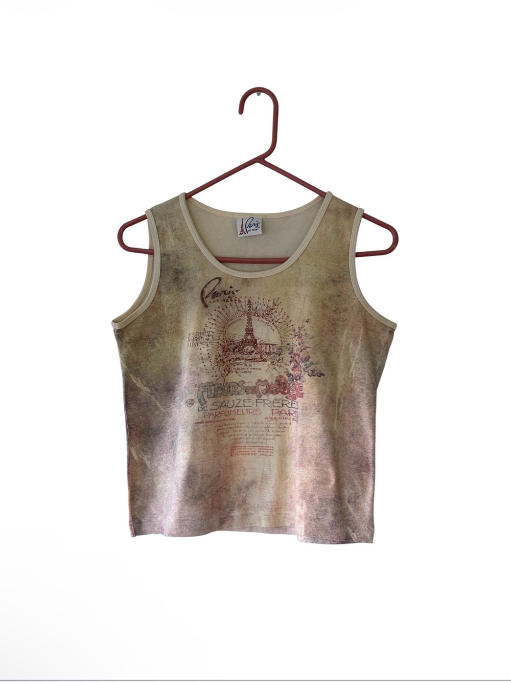 Paris Graphic Tank Top in Vintage Beige